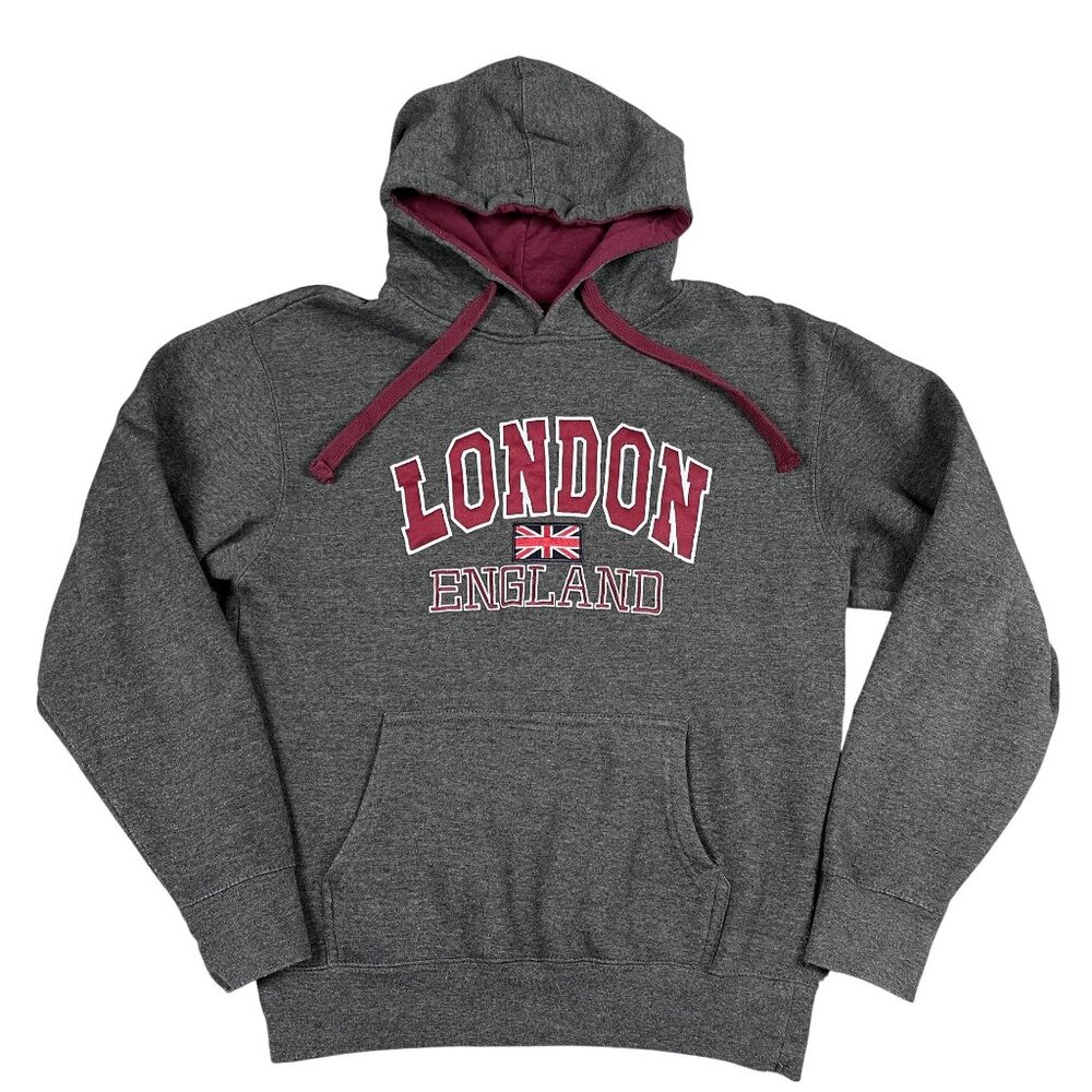 London England Hoodie‎ Mens Medium Grey Zone One Union Jack